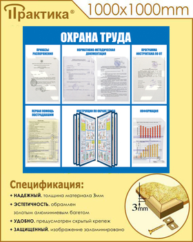 С98 Стенд охрана труда (1000х1000 мм, пластик ПВХ 3 мм, алюминиевый багет золотого цвета) - Стенды - Стенды по охране труда - Магазин охраны труда ИЗО Стиль